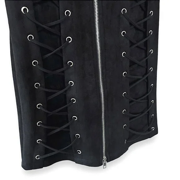 Seek The Label Faux Suede Lace-Up Bodycon Dress - Picture 5 of 11